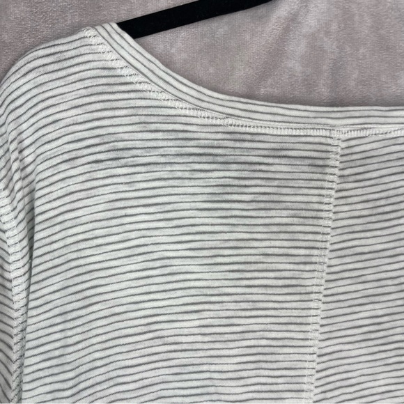 Sundance Striped Asymmetric Hem Henley Shirt Dress In White Size L - Picture 3 of 7